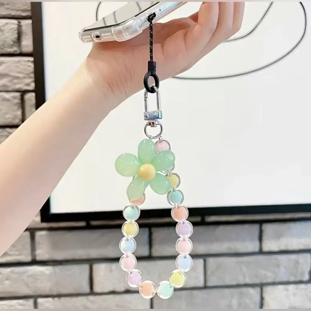 New Colorful Beaded Flower Wrist Phone Lanyard - Multiple Available